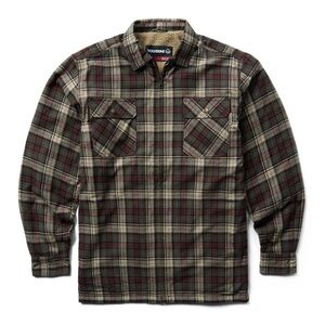 Wolverine Sherpa Lined Zip Shirt Jacket - Black Olive Plaid Size Large Men’s